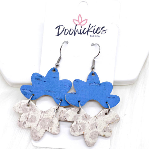 2.5" Summer Linen & Nude Leopard Blossoms -Summer Earrings