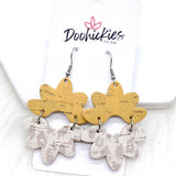 2.5" Summer Linen & Nude Leopard Blossoms -Summer Earrings