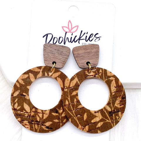 2" Walnut & Fall Willow Lil' O Dangles- Fall Cork Earrings